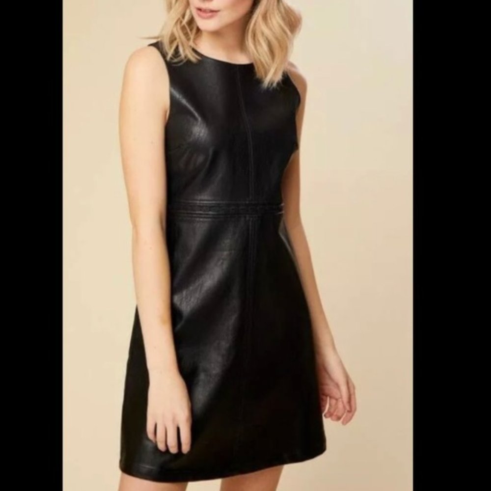 Altar’d State Black Faux Leather Kepler Dress
